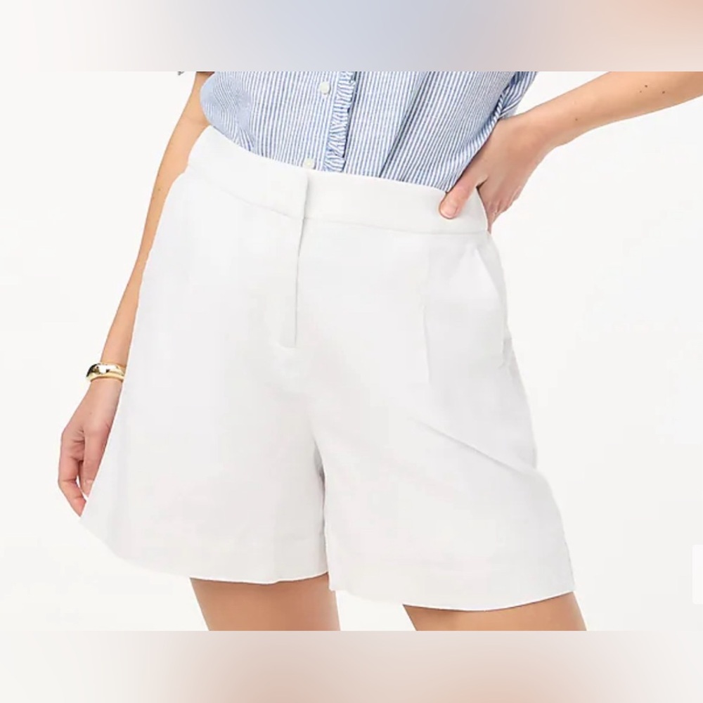J CREW factory linen blend elastic back pleated 5” short